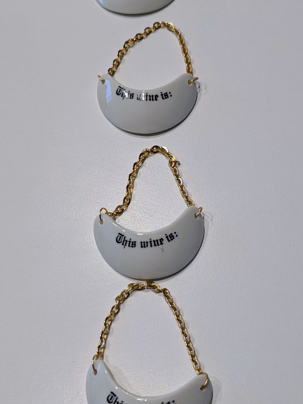 Stafford England Porcelain Wine Labels – “This Wine Is:” Gold Chain Set - Picture 2 of 4